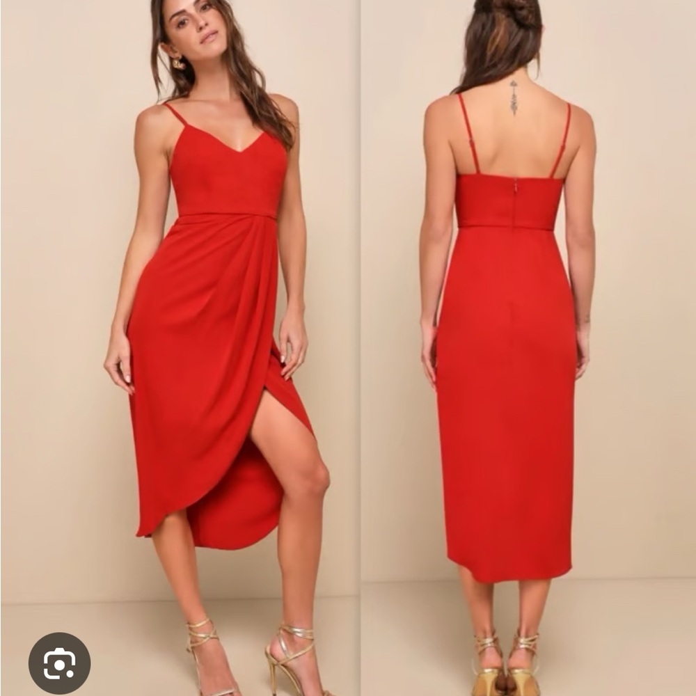 BNWT Lulu's Reinette rust red midi dress